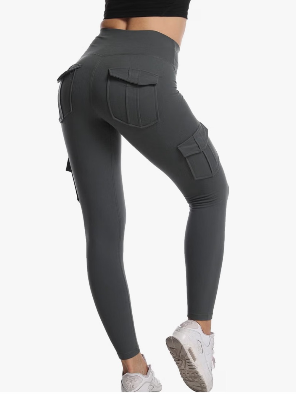High-Rise Cargo Pocket Leggings in Charcoal